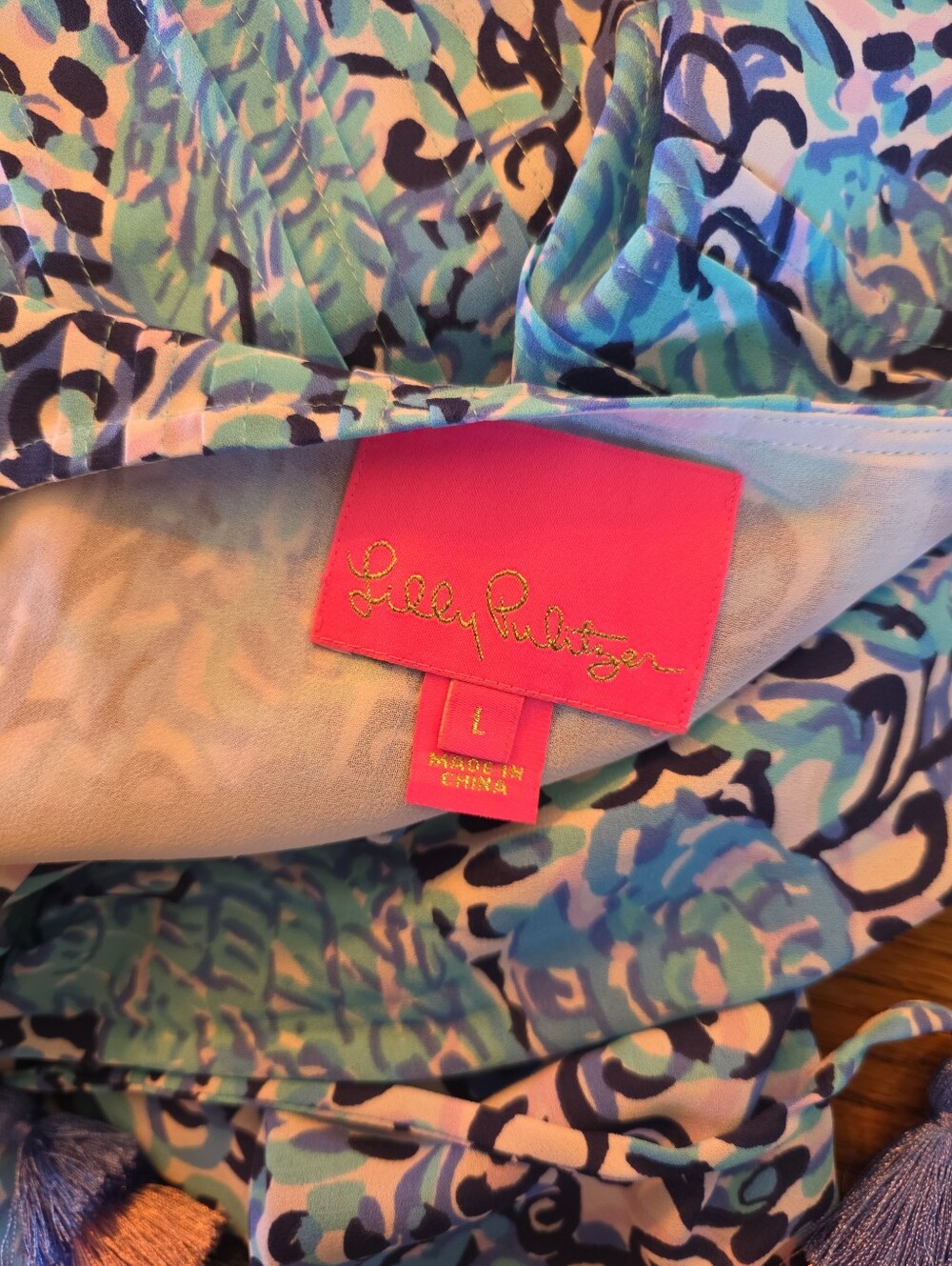 Lilly Pulitzer Marilina Tunic Dress Raising Shell Large Pintuck Tassel Blue - Picture 6 of 6